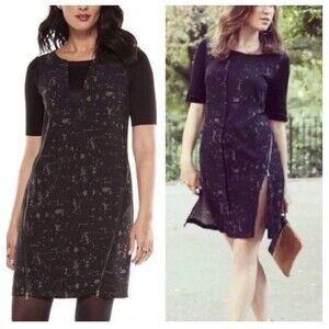 Elie Tahari DesignNation Dress XL Mesh Insert Zipper Accent Sheath Black Gray